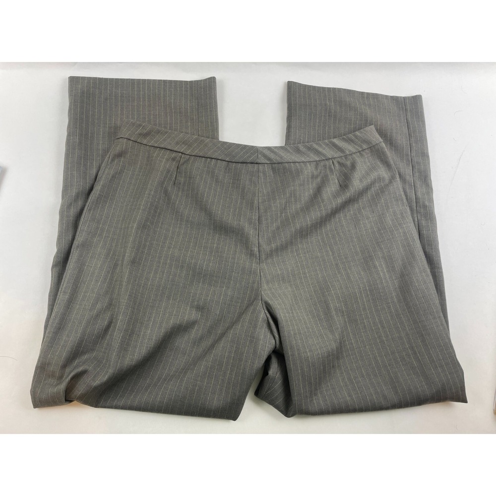 Le Suit Pants Women's Plus Size 18 Brown and Gray Pinstriped Lined Wide Leg